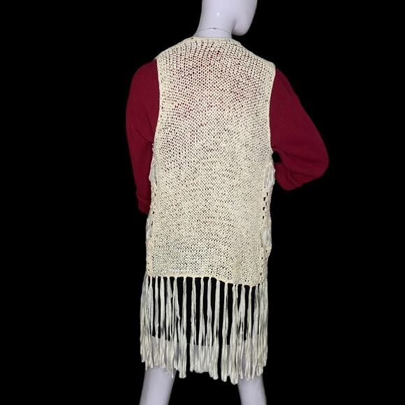 Forever 21 Crochet Open Cardigan Vest Size Small Beige - Picture 6 of 13
